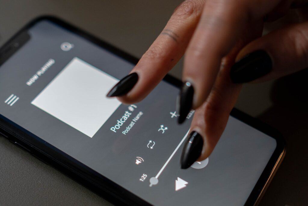 Mobile phone playing a Podcast