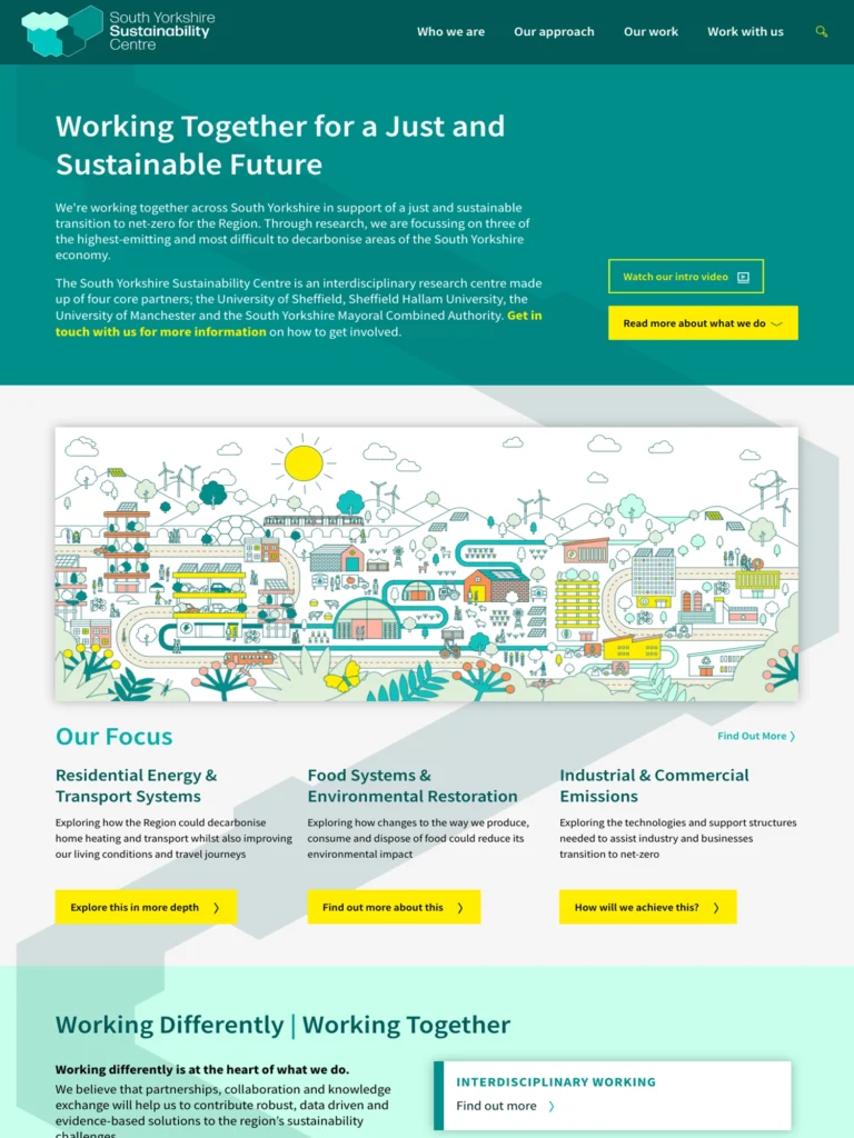 A screenshot of the South Yorkshire Sustainability Centre website. Please click on this image to go to the site, where you can read the content of the screenshot