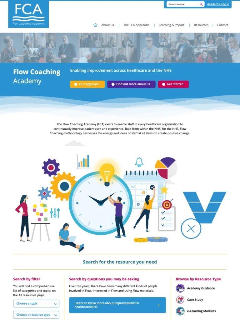 screenshot of flow coaching academy homepage