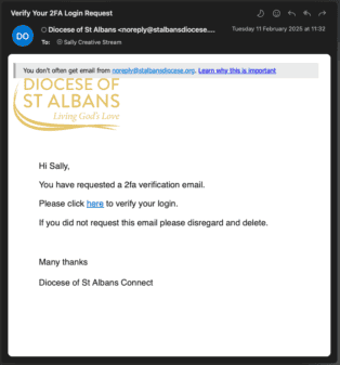 2FA example log in email